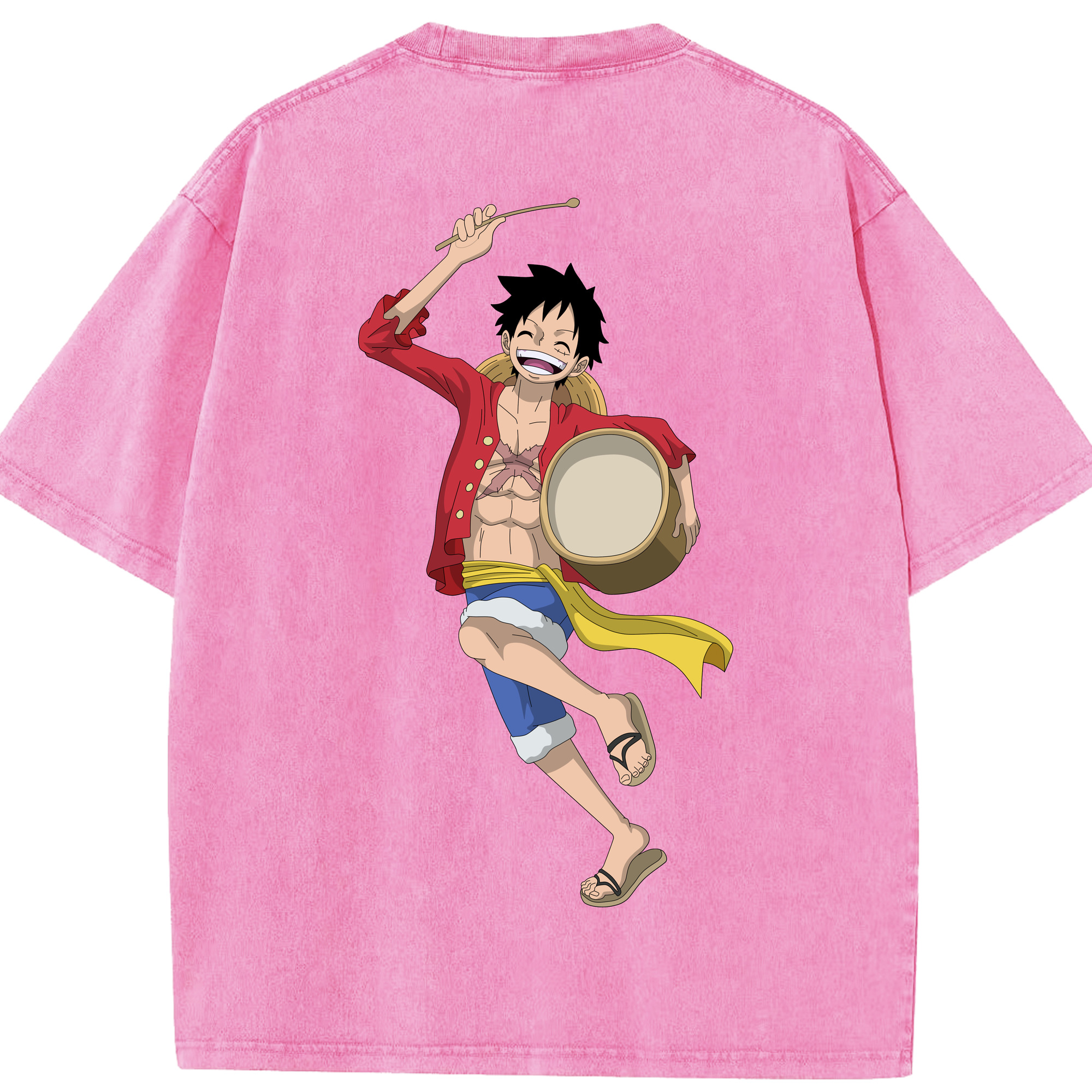 ワンピース モンキー・D・ルフィ ONE PIECE Monkey D. Luffy 綿100% ヴィンテージ風 半袖Tシャツ（背面プリント）